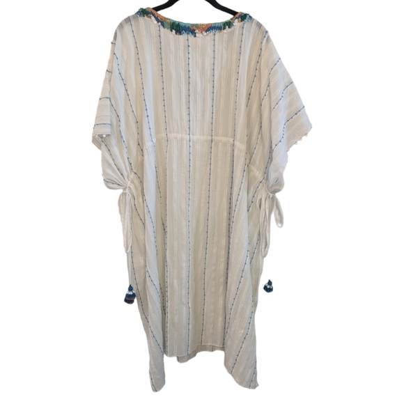 Duet White Sheer Beaded Embroidered Side Tie Dress. Size M/L - Picture 2 of 12